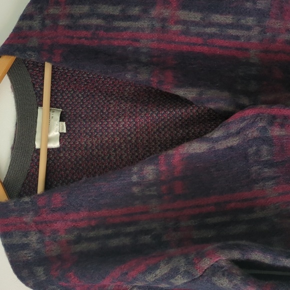 J.O.A. Plaid Sweater Cardigan Oversized Cozy Plum Fall Colors Academia Sz M - Picture 6 of 10
